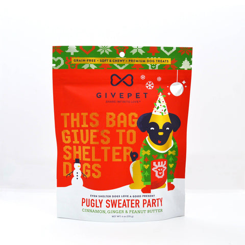 GivePet Pugly Sweater Party Holiday Dog Treat | 6 oz.