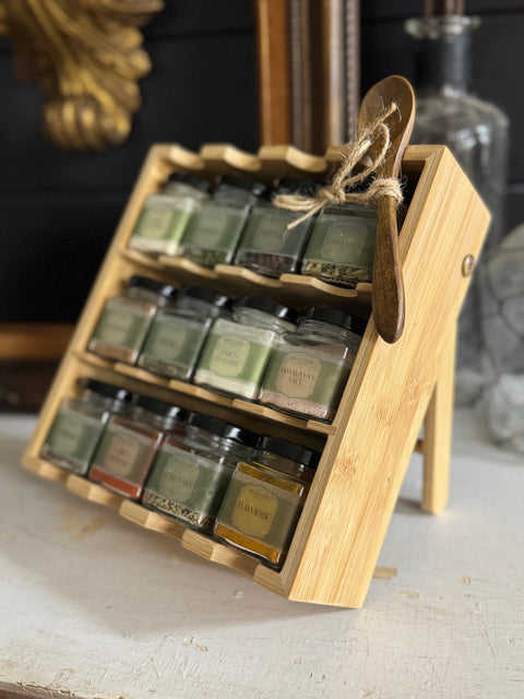 12-Jar Bamboo Spice Display Set (Refillable) | PRESALE
