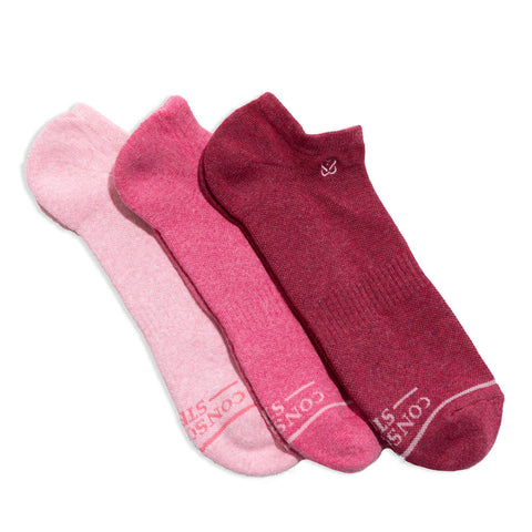 Boxed Set Ankle Socks that Support Self-Checks for Breast Cancer