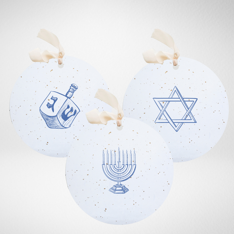 Plantable Seed Gift Tags /Ornaments Set 3: Hanukkah Symbols