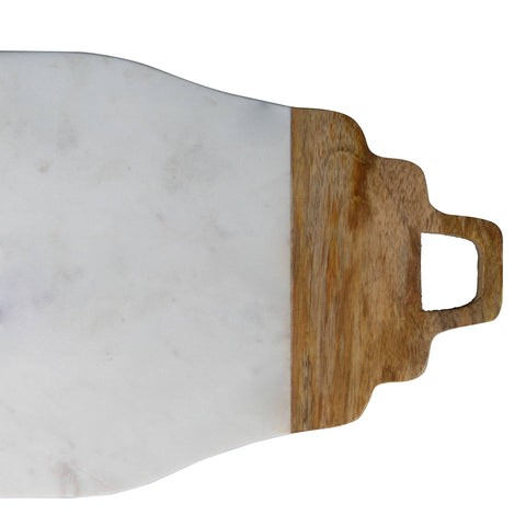 Alice White Marble and Wood Handled Kitchen Serving Board