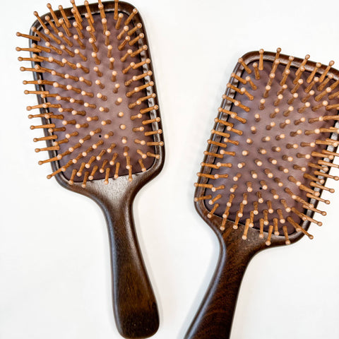 Sandalwood Luxury Hair Brush – Natural Bamboo Bristles | Paddle Brush