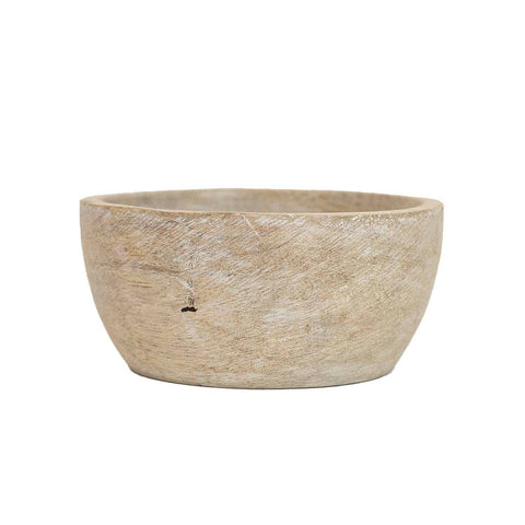Ashton Set 3 Whitewash Wood Pinch Bowls With Leather Tie