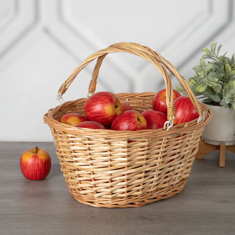Oval White Willow Market Drop Handle Basket
