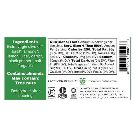 Organic Basil Almond Pesto