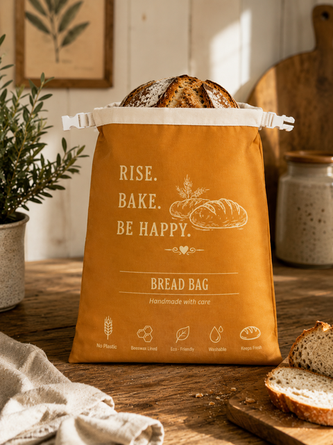 Beeswax-Lined Bread Bag | Rise. Bake. Be Happy