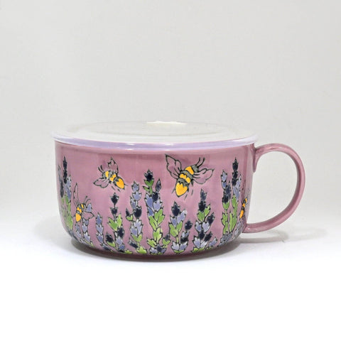 Spring Bee 33oz Microwavable Bowl with Lid with Handle (4/16)