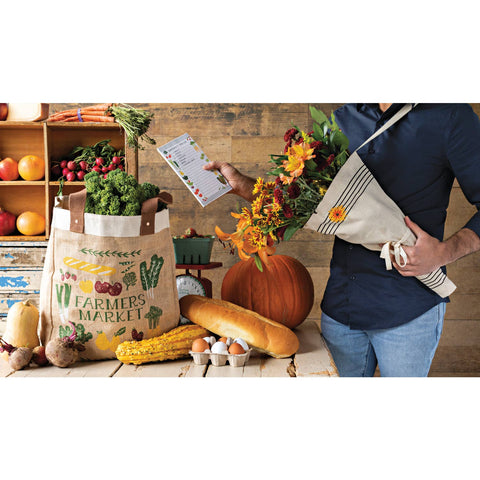 Farmers Market Large Burlap Market Tote