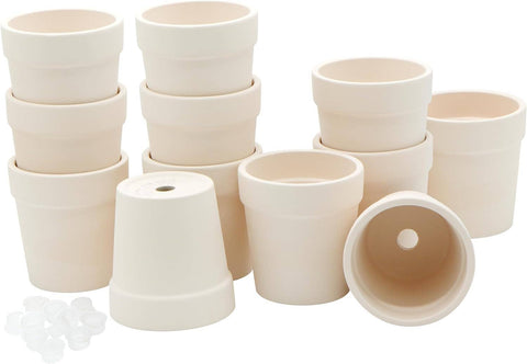 12-pcs Ceramic Flower Pot - Mini Terracotta, Small Clay Pots for Plants, Paintable Flower Pots for Kids
