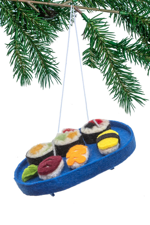 Handmade Fair Trade Felt Sushi Plate Ornament