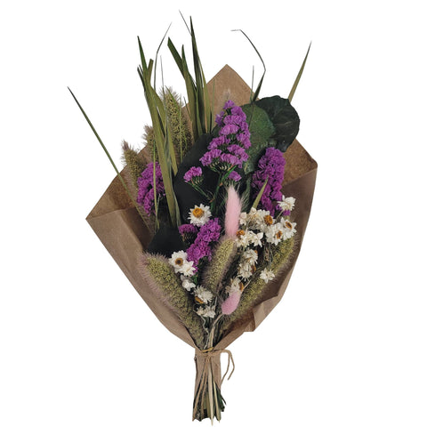 Petite 12" Bouquet: Purple Statice Flowers and Grains