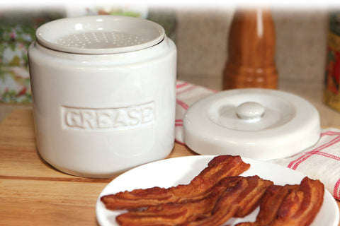 Porcelain White Cooking Kitchen Grease Container | 5” x 5" x 5"