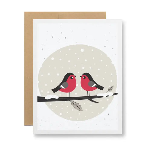 Plantable Greeting Card - Birds On A Snowy Branch