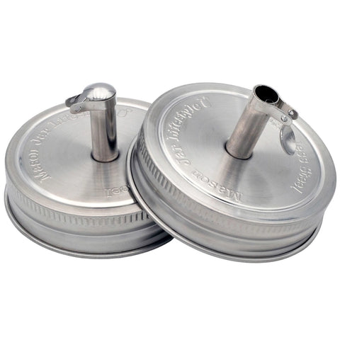 Stainless Steel Pour Spout Oil Cruet Lids For Mason Jars | 2 Pack