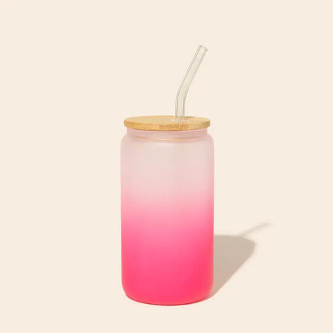 Reusable Glass Can Tumbler and Straw