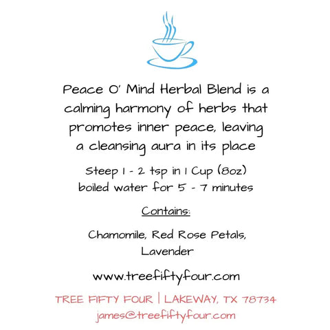 Peace O'mind Caffeine Free Herbal Tea | oz