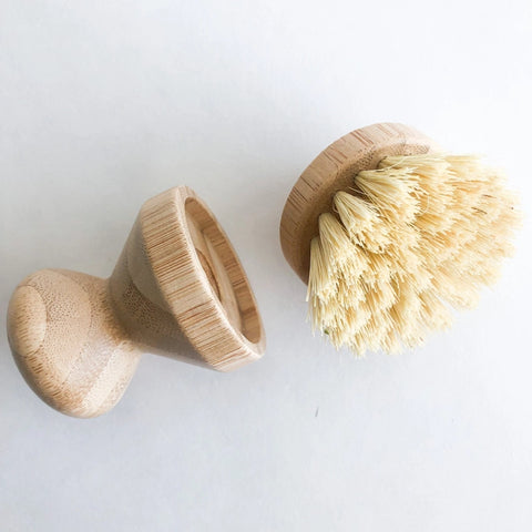 Natural Bamboo Pot & Dish Brush with Replaceable Head