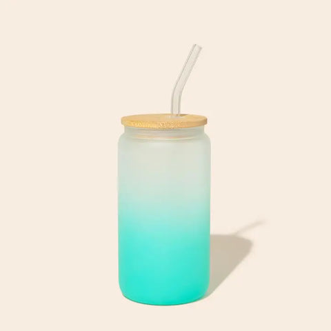 Reusable Glass Can Tumbler and Straw