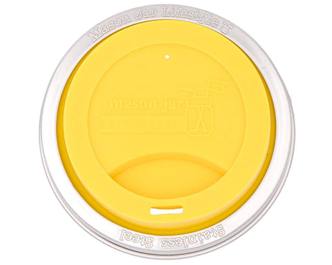 Silicone Drinking Lid with Stainless Steel Band for Jars