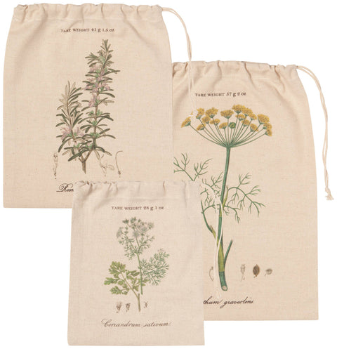 Garden Herbs Reusable Produce Bags Set of 3