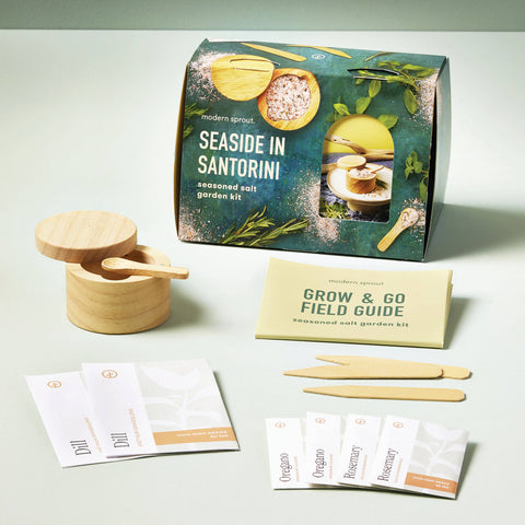 Non-GMO Greek Herb Seasoning Salt Seed Kit  |  Seaside in Santorini