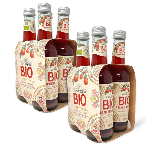 Tomarchio Organic Sicilian Blood Orange Soda, 4 x 9.3 Fl Oz (275ml) – Italian Sparkling Fruit Juice Drink