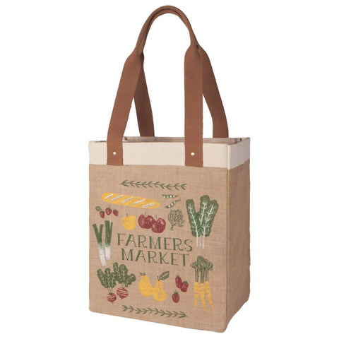 Farmers Market Large Burlap Market Tote