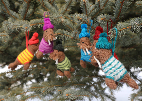 Handmade Knit Walrus Holiday Ornament