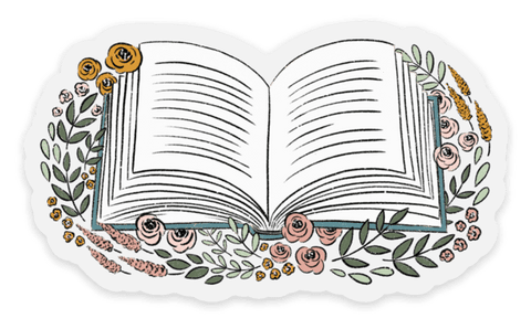 Floral Book Vinyl Sticker 3.25x2in | Bookish & Reading
