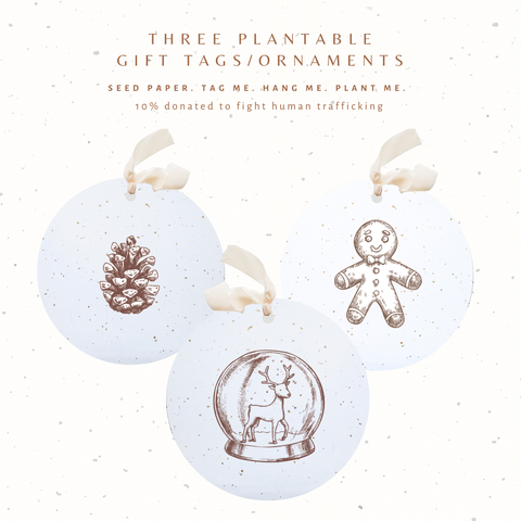 Plantable Seed Gift Tags / Ornaments Set of 3: Winter Woodsy