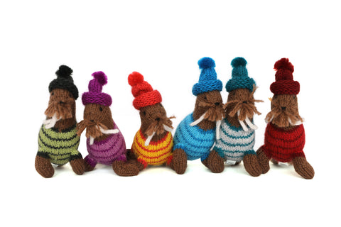 Handmade Knit Walrus Holiday Ornament