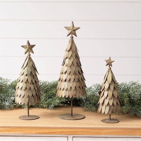 Vintage Inspired Green Metal Christmas Trees | 3 sizes
