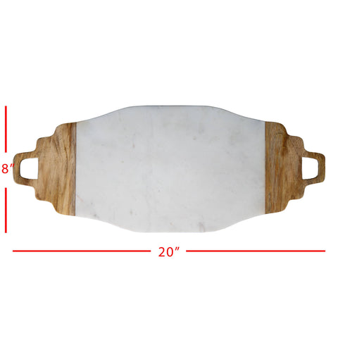 Alice White Marble and Wood Handled Kitchen Serving Board