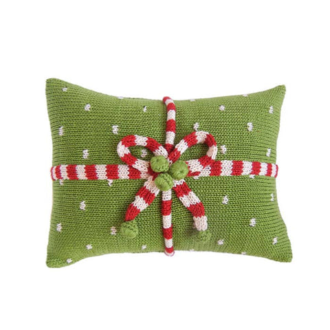 Gift Mini Christmas Pillow | Green & Ecru