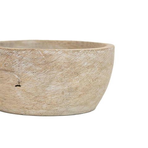 Ashton Set 3 Whitewash Wood Pinch Bowls With Leather Tie