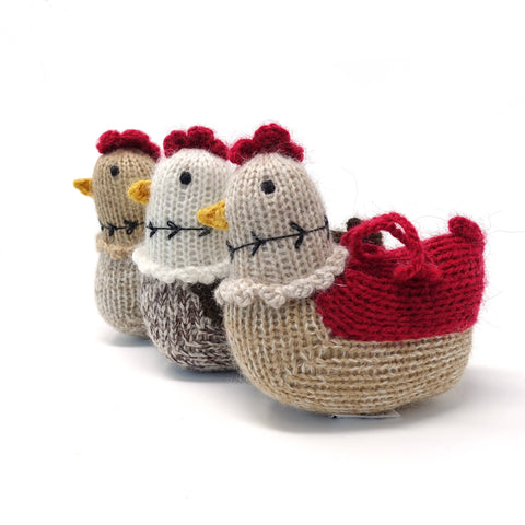 Handmade Knit Hen Holiday Ornament | Single Ornament