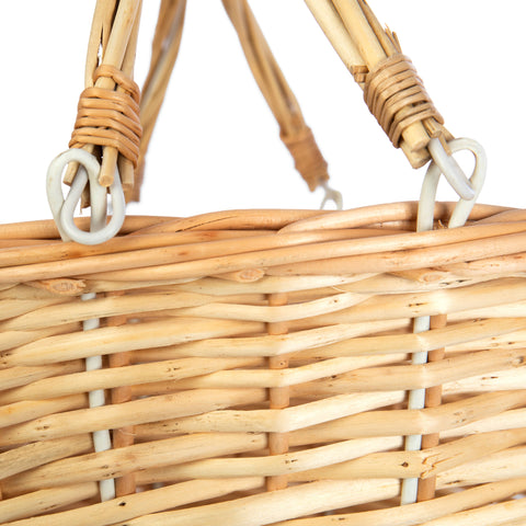 Oval White Willow Market Drop Handle Basket