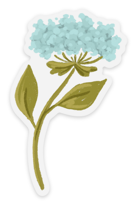 Teal Hydrangea Sticker 1.9x3in