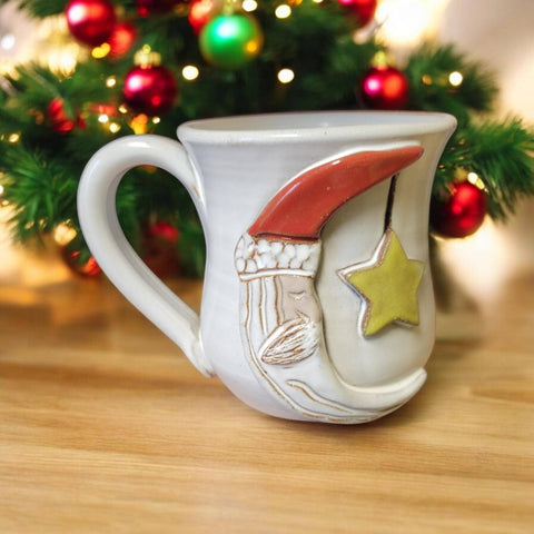 Hand Thrown & Hand Painted Santa Moon Mug