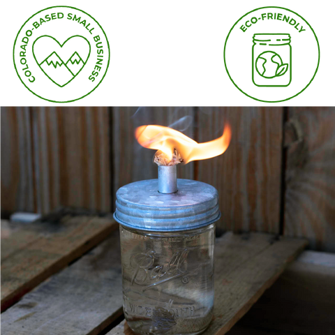 Tiki Torch Oil Lamp Lid in Galvanized Metal for Mason Jars