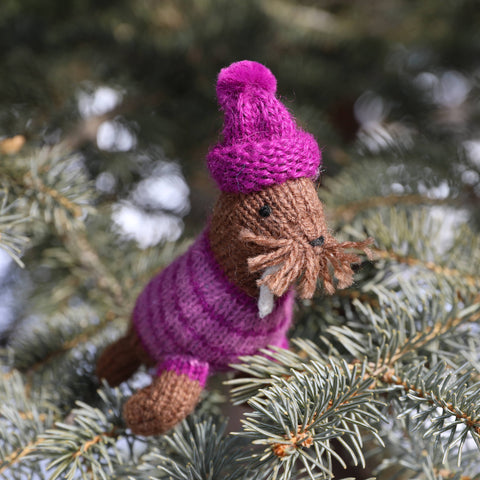 Handmade Knit Walrus Holiday Ornament