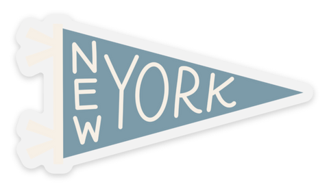 Clear New York Pennant Sticker 3x1.61in