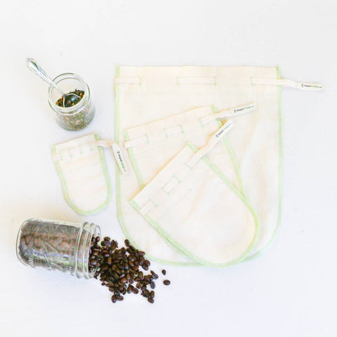 Microplastic - Free Organic Cotton Tea Straining Bags l Set of 2