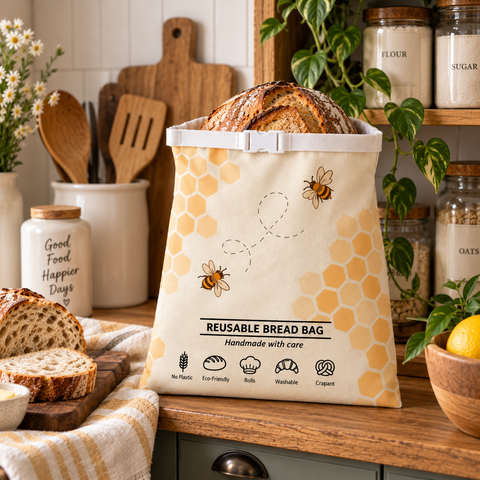 Reusable Plastic-Free Bread Bag | Honeycomb & Honeybees