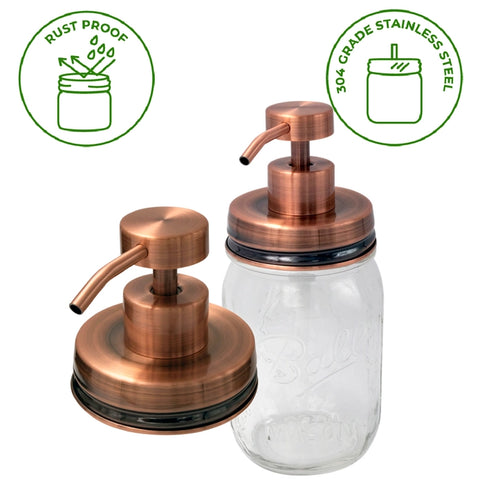 Vintage Copper Soap Pump Lid Kit For Regular Mouth Mason Jar