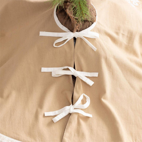 100% Cotton Woodland Animal Folkart Christmas Tree Skirt