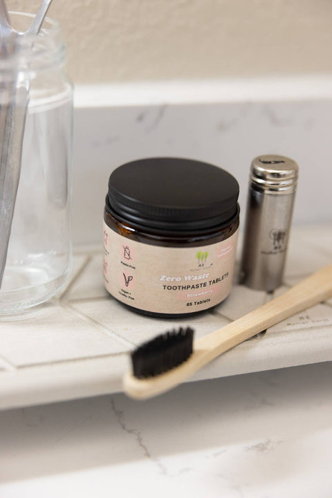 Zero Waste Toothpaste Tablets in Refillable Amber Glass Jars