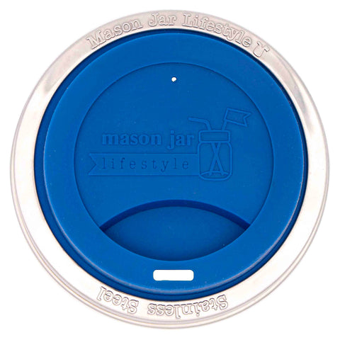 Silicone Drinking Lid with Stainless Steel Band for Jars