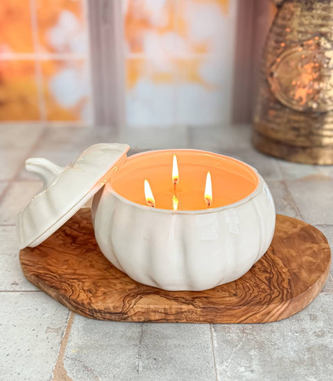 Large Pumpkin Marshmallow Glass Jar Soy Candle