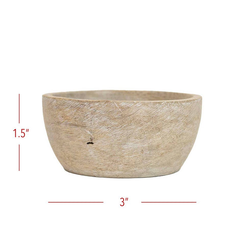 Ashton Set 3 Whitewash Wood Pinch Bowls With Leather Tie